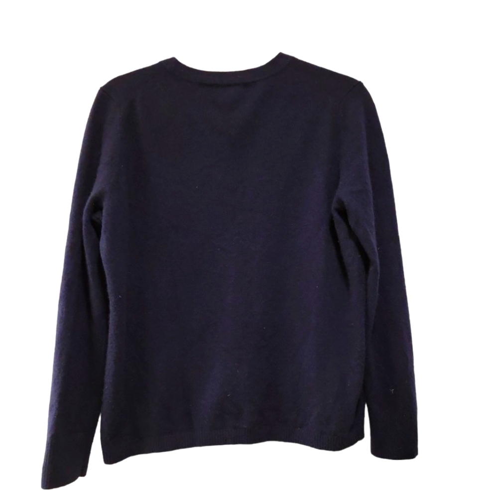Lands' End, Sweater, 100% Cashmere, Long Sleeve, Soft, Navy Blue,Women L/P 14-16 - Picture 2 of 4